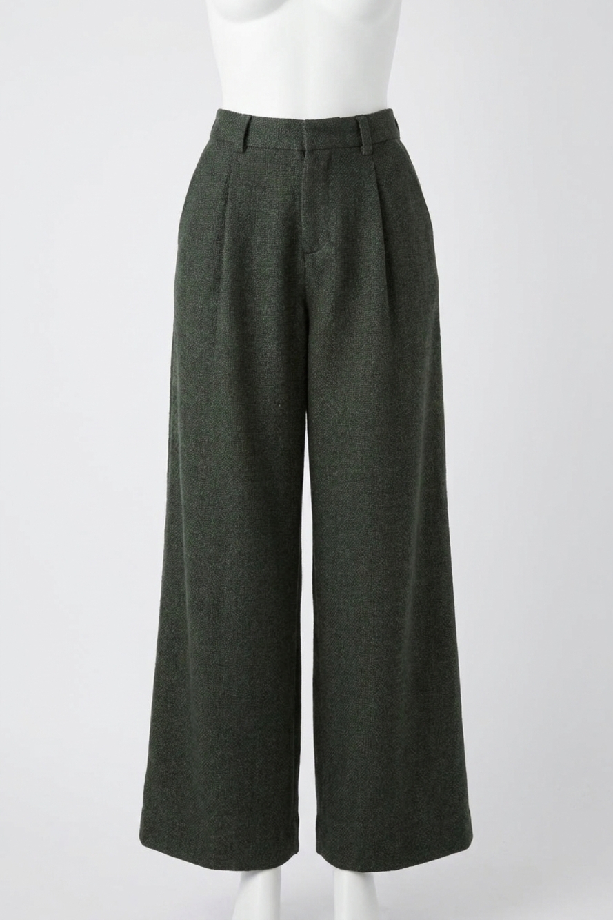 NEW DL1961 - WOMEN'S denim hepburn wide leg high rise pleated pants in evergreen